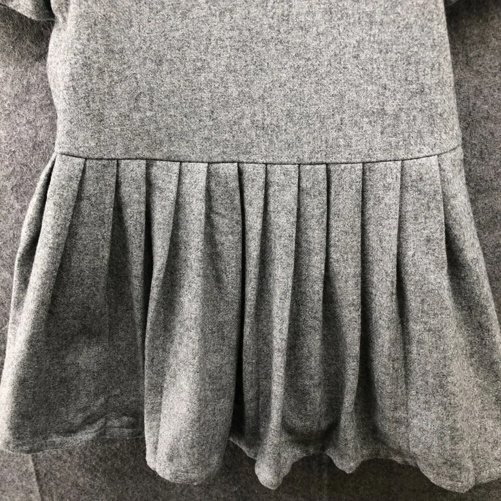 Moque Girls 4T Wool Blend Dress Gray Pleated Puff Sleeve Drew Dress‎ Formal